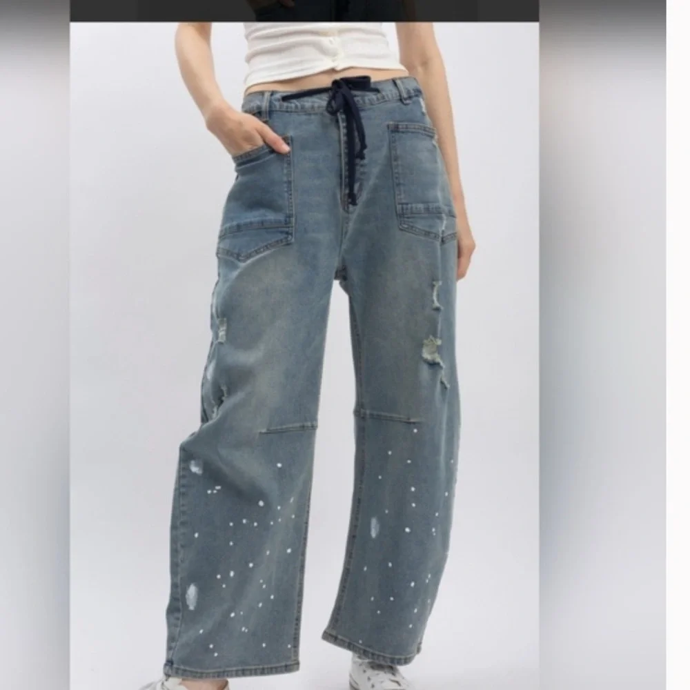 Blue Velvet Barrel Jeans - Picture 1 of 5